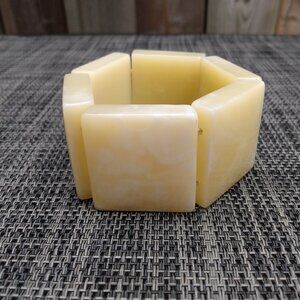 Vintage Chunky Stretch Bracelet with Big Square Plastic Panel Beads